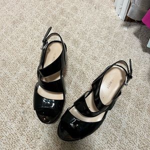 Nine West Black Wedge Sandals
